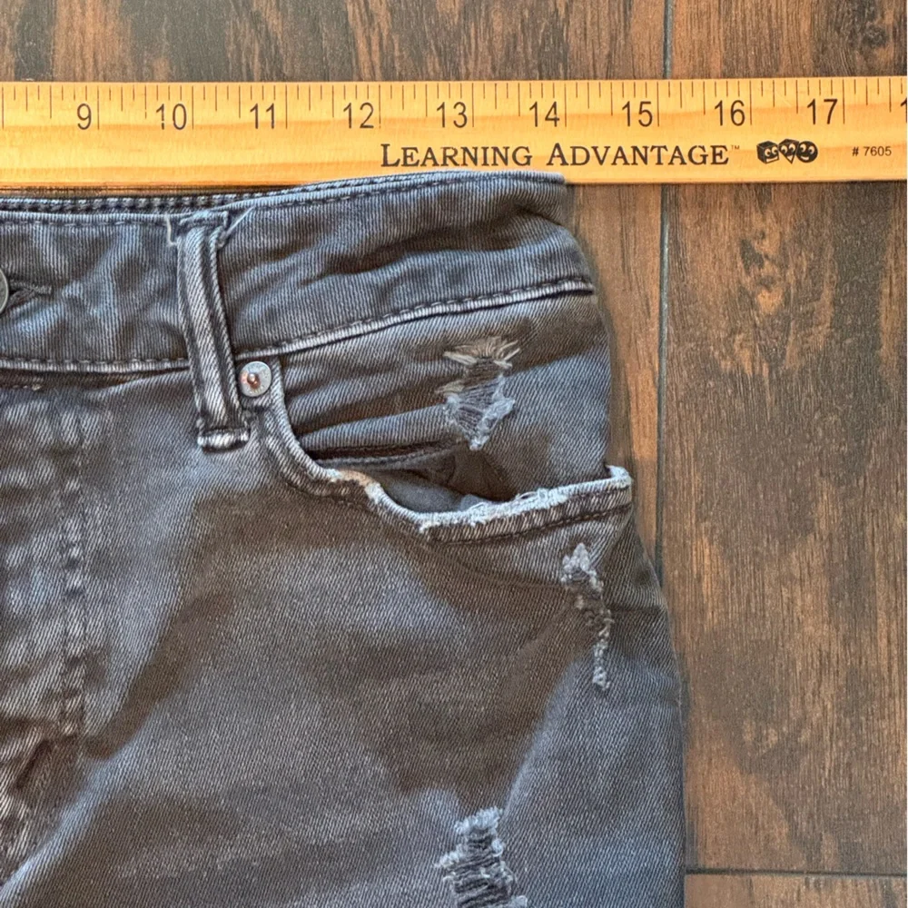 American Eagle Jeans Mens 28x32 Slim Straight Leg Black Denim‎ Distressed Grunge